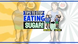 Image text: "Tips to stop eating sugar".