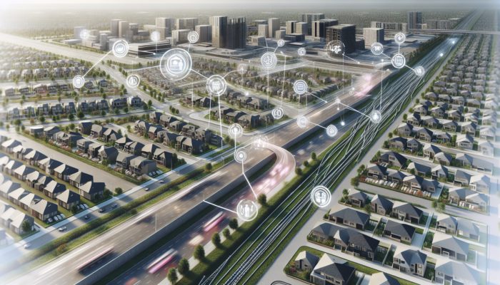 Aerial view of Boksburg's affordable neighborhoods showcasing new roads and public transport under construction, boosting appeal for first-time buyers.