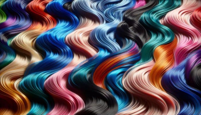 Colorful hair strands revitalized with sulfate-free shampoos and Olaplex treatments.
