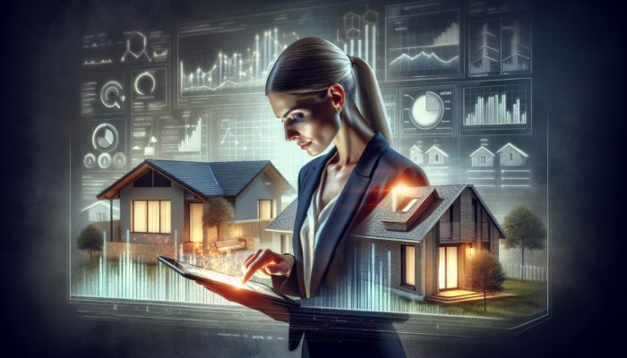 A real estate expert in Standerton evaluating a modern home and a fixer-upper using recent sales data on a tablet.