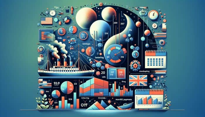 Infographic on UK consolidation loans with charts, graphs, and UK flag backdrop.